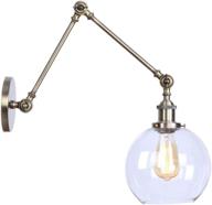 kwoking lighting industrial vintage style 1 light настенные бра регулируемый поворотный кронштейн настенный светильник с прозрачным стеклянным плафоном подвесной светильник для спальни ресторан сарай склад из бронзы логотип