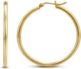 img 4 attached to 💫 YELUN Round Hoops Earrings: 18K Gold Plated S925 Sterling Silver Pillars, Large Lightweight Circle Hoops for Women