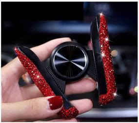img 2 attached to 📱 Red Bling Crystal Car Phone Mount with Extra Air Vent Base - Universal Dashboard, Windshield, and Air Vent Cell Phone Holder
