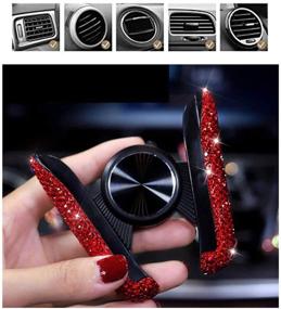 img 1 attached to 📱 Red Bling Crystal Car Phone Mount with Extra Air Vent Base - Universal Dashboard, Windshield, and Air Vent Cell Phone Holder
