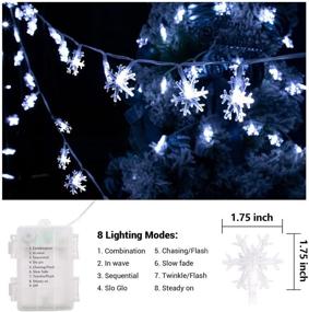 img 2 attached to KIRE (2-Pack) Snowflake Christmas Lights - 33Ft 100 Fairy Lights with 8 Lighting Modes for Indoor/Outdoor Christmas Decorations in Bedroom - Waterproof Battery Box Operated