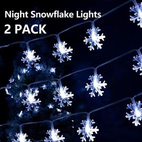 img 4 attached to KIRE (2-Pack) Snowflake Christmas Lights - 33Ft 100 Fairy Lights with 8 Lighting Modes for Indoor/Outdoor Christmas Decorations in Bedroom - Waterproof Battery Box Operated