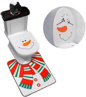 🎅 d-fantix 4-piece snowman santa toilet seat cover and rug set - festive red christmas decor for bathroom logo