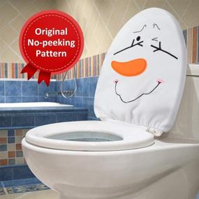 img 1 attached to 🎅 D-FantiX 4-Piece Snowman Santa Toilet Seat Cover and Rug Set - Festive Red Christmas Decor for Bathroom