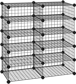 img 4 attached to 👠 SONGMICS Shoe Rack Organizer, Modular Storage Shelf Unit with Metal Wire Interlocking Wardrobe for Entryway Closet, 15.7 x 11.8 x 6.7 Inches, Black ULPI25H