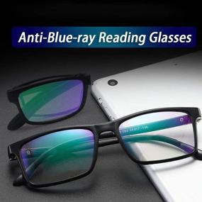 img 3 attached to 👓 LUFF 4 Pairs Compact Folding Readers for Men/Women - Anti-Blue-ray Reading Glasses