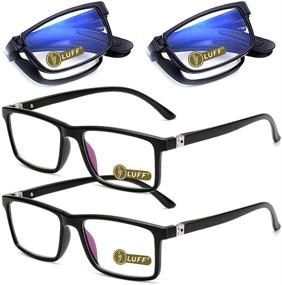 img 4 attached to 👓 LUFF 4 Pairs Compact Folding Readers for Men/Women - Anti-Blue-ray Reading Glasses