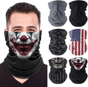 img 4 attached to 🧣 6-Pack Neck Gaiter Face Masks for Men and Women - Elastic Balaclava Scarfs