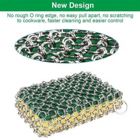 img 1 attached to 🧼 Stainless Steel Chainmail Scrubber: Efficient Cast Iron Cleaner for Pans, Cookware, Counters, and Grill. Oil-Free, Easy to Handle. Ideal for Home and Camping, No Soap Needed