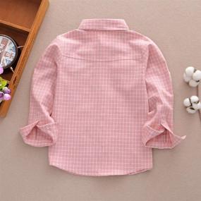 img 3 attached to Cotton Flannel Boys' Shirt with Sleeve Buttons - Tops, Tees & Shirts