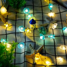 img 3 attached to 🏖️ Sea Beach Seashell String Lights, 10 Ft 30 LEDs - Nautical Ocean Fairy Decor with Shell, Starfish, and Sea Glass - USB Powered with Remote Timer for Fish Net, Mermaid Themed Christmas, New Year, and Baby Shower Party Decorations