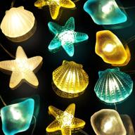 🏖️ sea beach seashell string lights, 10 ft 30 leds - nautical ocean fairy decor with shell, starfish, and sea glass - usb powered with remote timer for fish net, mermaid themed christmas, new year, and baby shower party decorations logo