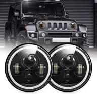 🚙 7-дюймовые фары jeep halo led с функцией габаритного света, чипами cree, белым кольцом ангела-прожектора halo и оранжевыми указателями поворота для jeep wrangler jk lj tj cj (черные) логотип