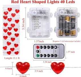 img 3 attached to 🌟 Cooraby 13.1ft 40 Heart Shaped LED String Lights: Twinkle Fairy Lights with 8 Flash Modes, Remote, and Timer - Ideal for Indoor/Outdoor Party, Wedding, Valentine's/Mother's Day Decor