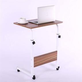 img 2 attached to Портативная корзина для ноутбука 23,6 дюйма: Fancasa Movable Stand с регулируемой высотой, колесами и отделкой тика