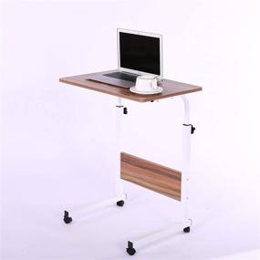 img 4 attached to Портативная корзина для ноутбука 23,6 дюйма: Fancasa Movable Stand с регулируемой высотой, колесами и отделкой тика