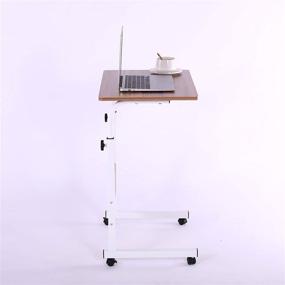 img 1 attached to Портативная корзина для ноутбука 23,6 дюйма: Fancasa Movable Stand с регулируемой высотой, колесами и отделкой тика