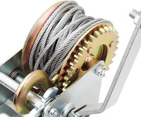 img 2 attached to 🚤 800lbs Capacity Crank Winch Boat Trailer Winch: Heavy Duty Hand Winch with 26FT Wire Rope and Hook for Trailer, Boat, ATV or Deer Feeder