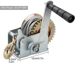 img 3 attached to 🚤 800lbs Capacity Crank Winch Boat Trailer Winch: Heavy Duty Hand Winch with 26FT Wire Rope and Hook for Trailer, Boat, ATV or Deer Feeder