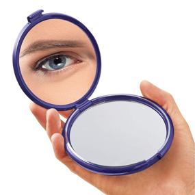 img 1 attached to 💙 Floxite Elegant Compact in Cobalt Blue: Crystal Medallion, 10x Magnification, Glass Mirror - Plus Plain Mirror