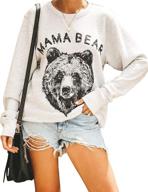 🐻 women's loose mama bear crewneck pullover sweatshirt - blooming jelly cute long sleeve top logo