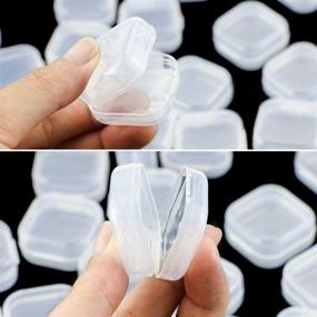 img 1 attached to 📦 40Pack Square Mini Clear Plastic Bead Storage Containers Box | Hinged Lid, Small Box for Jewelry, Earplugs, Pills, Tiny Beads, Jewerlry Findings | Dimensions: 1.38x1.38x0.7Inch