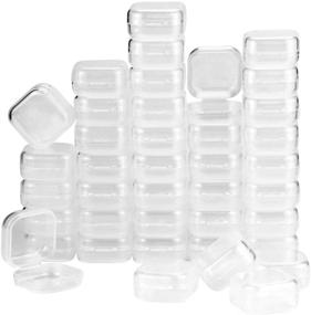 img 4 attached to 📦 40Pack Square Mini Clear Plastic Bead Storage Containers Box | Hinged Lid, Small Box for Jewelry, Earplugs, Pills, Tiny Beads, Jewerlry Findings | Dimensions: 1.38x1.38x0.7Inch