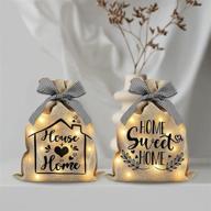 farmhouse rustic decor: lighted burlap sacks with fairy lights - set of 2 логотип