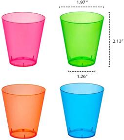 img 2 attached to 🥃 40-Count Assorted Neon Hard Plastic Party Essentials 2-Ounce Shot/Shooter Glasses