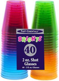 img 3 attached to 🥃 40-Count Assorted Neon Hard Plastic Party Essentials 2-Ounce Shot/Shooter Glasses