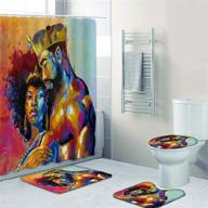 👑 african american king & queen couple shower curtain set with non-slip rug, toilet lid cover, and bath mat - waterproof shower curtain with 12 hooks for bathroom decor - evermarket logo