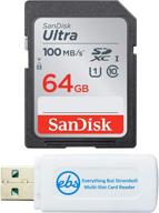 💾 карта памяти sandisk 64gb sdxc sd ultra в комплекте с камерой canon powershot elph 180, 190 is, sx420 is, sx610 hs uhs-i (sdsdunr-064g-gn6in) + считыватель карты combo логотип