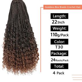 img 3 attached to Пучковые косы Ayana Goddess Box Braids Crochet Hair 96 прядей | 22 дюйма с кудрявыми концами | Богемские косы из синтетических волос 3X (4 упаковки - T30)