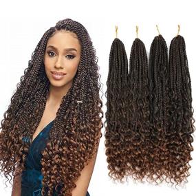 img 4 attached to Пучковые косы Ayana Goddess Box Braids Crochet Hair 96 прядей | 22 дюйма с кудрявыми концами | Богемские косы из синтетических волос 3X (4 упаковки - T30)