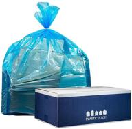 🗑️ durable blue recycling trash bags - plasticplace 40 gallon │ 1.2 mil │ 33” x 46” (100 count) logo