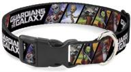 🐶 guardians of the galaxy 5 character pose dog collar with plastic clip - adjustable size 9 to 15 inches, 1.0 inch wide logo