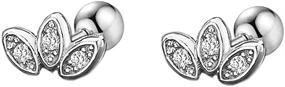 img 4 attached to 💎 Stunning Zirconia Earrings: Sterling Rhinestone Cartilage Girls' Jewelry Collection