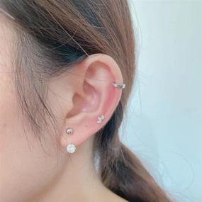 img 3 attached to 💎 Stunning Zirconia Earrings: Sterling Rhinestone Cartilage Girls' Jewelry Collection