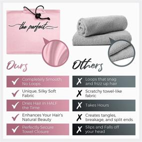 img 3 attached to 🧖 Curly Girl Method Approved Hair Towel and Curl Scrunching Towel Set - Micro Plop Technique - 1 Turban Hair Towel (40 in. x 27.5 in.) + 2 Scrunching Towels (23.5 in. x 15 in.) - The Perfect Haircare - Pink