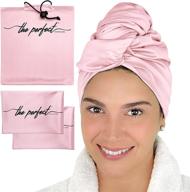 🧖 curly girl method approved hair towel and curl scrunching towel set - micro plop technique - 1 turban hair towel (40 in. x 27.5 in.) + 2 scrunching towels (23.5 in. x 15 in.) - the perfect haircare - pink logo