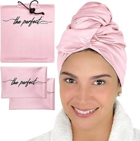 img 4 attached to 🧖 Curly Girl Method Approved Hair Towel and Curl Scrunching Towel Set - Micro Plop Technique - 1 Turban Hair Towel (40 in. x 27.5 in.) + 2 Scrunching Towels (23.5 in. x 15 in.) - The Perfect Haircare - Pink