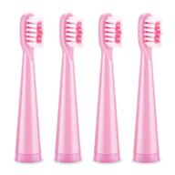 vekkia kids electric toothbrush replacement heads - enhanced plaque removal, 3d curved soft bristles, gentle & efficient teeth cleaning, ideal for small kid mouth, pink (4 pack) logo