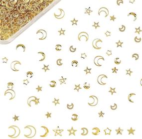 img 4 attached to Enhance your Resin Jewelry with OLYCRAFT 1600PCS Moon Star Resin Fillers: Exquisite Gold Cosmos-Themed Brass Charms and Supplies