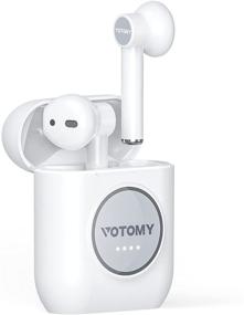 img 4 attached to Беспроводные наушники VOTOMY - Bluetooth-гарнитура с 3D-стереозвуком, 45 часами воспроизведения и индикатором заряда, наушники внутриушные с сенсорным управлением, удобная посадка и быстрая зарядка через USB C.