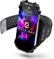 back bay no-slip 360 running armband for iphone 12 pro & samsung galaxy - adjustable phone holder with key & credit card pocket logo