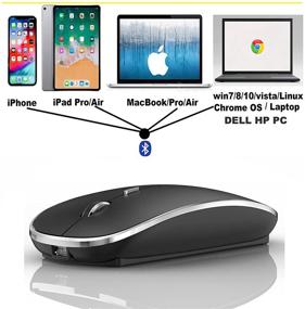 img 3 attached to Bluetooth Mouse For IPad Mac MacBook Pro MacBook Air IMac Laptop Chromebook PC HP DELL Windows (Black 2)