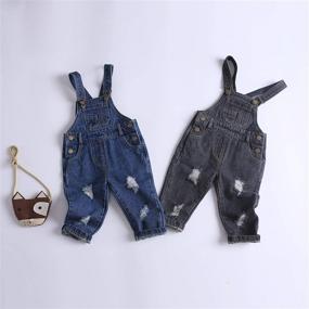 img 2 attached to 👦 Kidscool Little Girls Ripped Overall: Trendy Boys' Clothing for Fashionable Overalls
