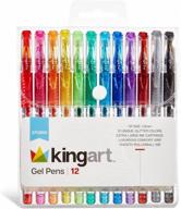 🖌️ kingart studio soft grip gel pens, 12 count (pack of 1), assorted glitter colors - improve seo logo
