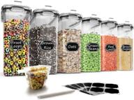 wildone large airtight cereal & dry food storage containers - set of 6 (4l / 135.3oz) for sugar, flour, snacks, baking supplies - leak-proof with black locking lids логотип