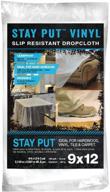 🔒 enhanced grip stay put vinyl drop cloth by trimaco - 9ft x 12ft logo